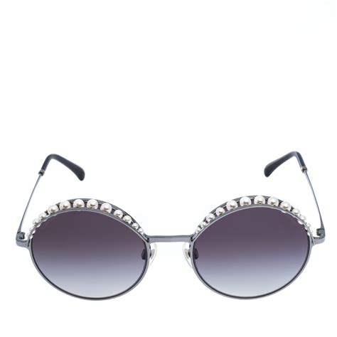 chanel round sunglasses pearl|Chanel sunglasses with clear sides.